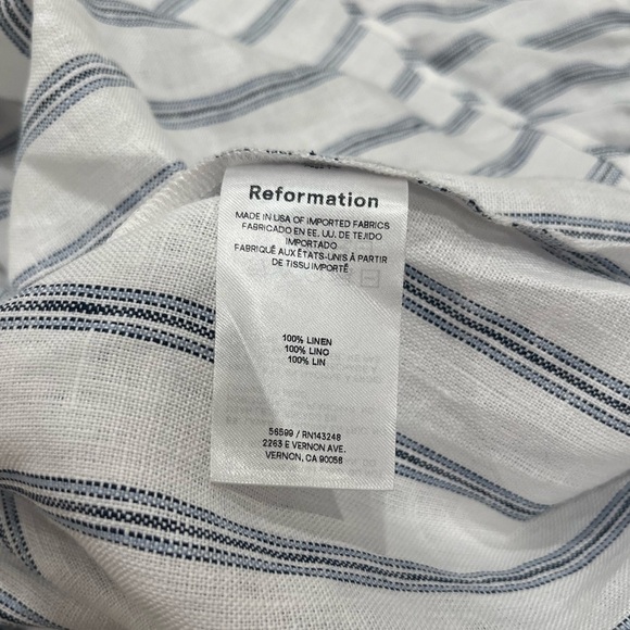 Reformation Women's Tagliatelle Linen Midi Dress - Harbor Stripe | NWT | Size 8 - Picture 16 of 16